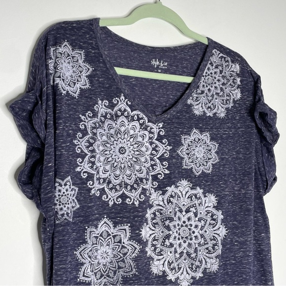 Style & Co. Plus Size Macy’s purple Mandala short sleeve T-Shirt Size 2X - Picture 2 of 9